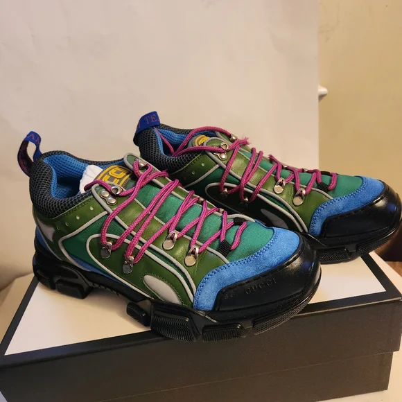 Gucci - Flashtrek Reflective Leather, Suede and Mesh Sneakers - Multi 9 BNWB - Picture 4 of 13